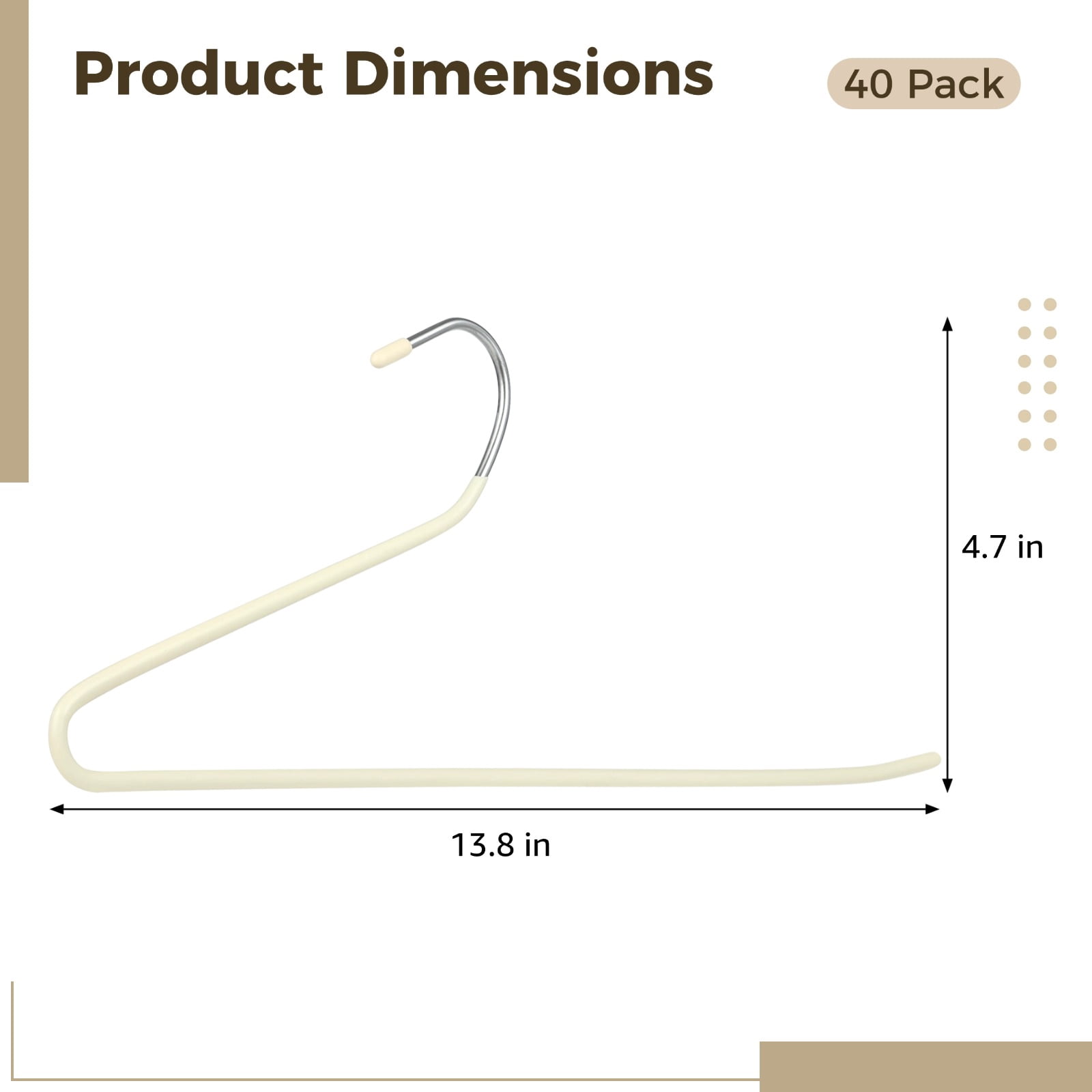 40 Pack Open-Ended Pants Hangers, 13.8 in Smooth Plastic Coated Non-Slip Open-Ended Hangers, White Space Saving Metal Heavy Duty Pants Organizer for Jeans, Trouser, Leggings, Slacks, Scarf
