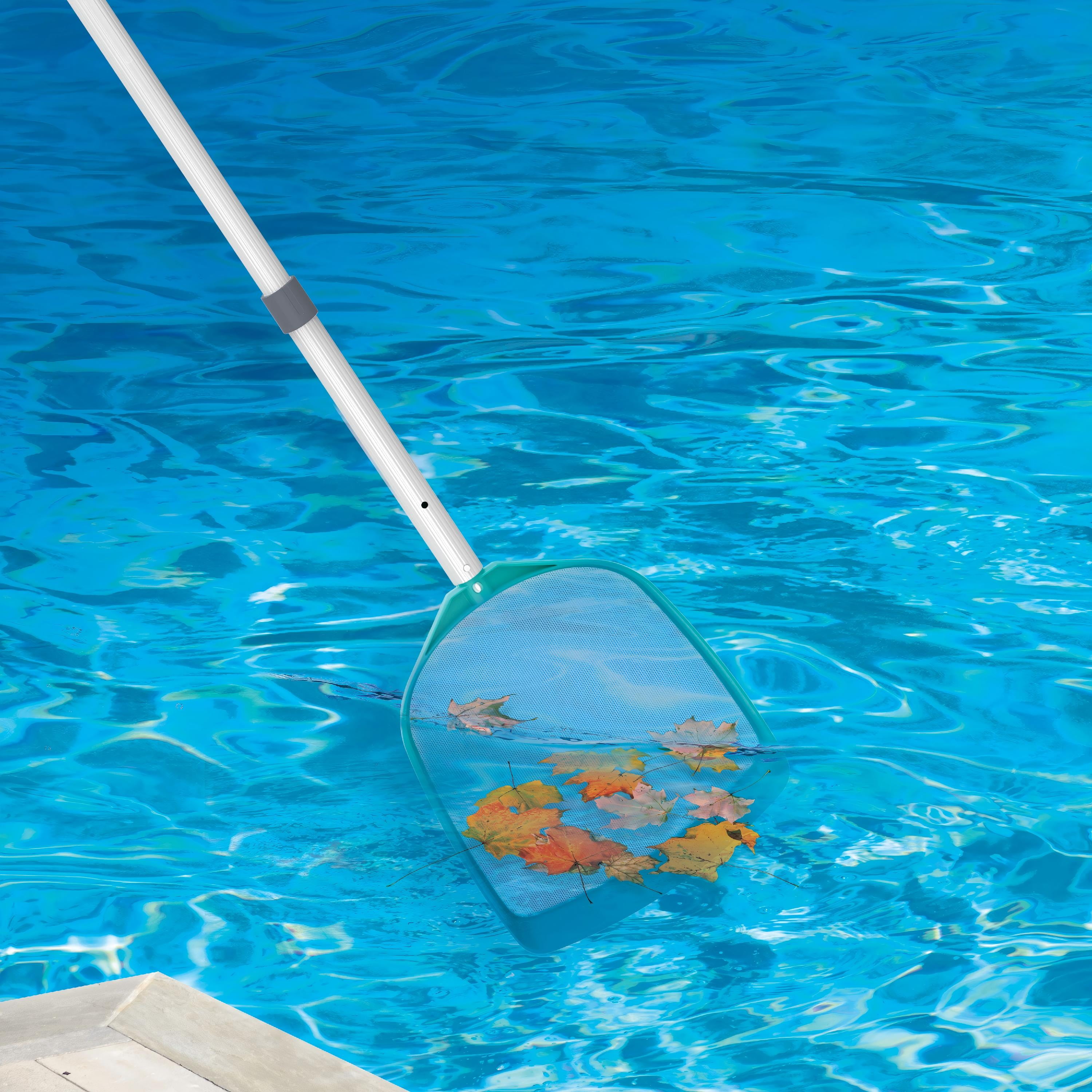 Bluescape Teal & Gray Pool Skimmer Net with 42 inch Aluminum Pole for Effective Debris Removal