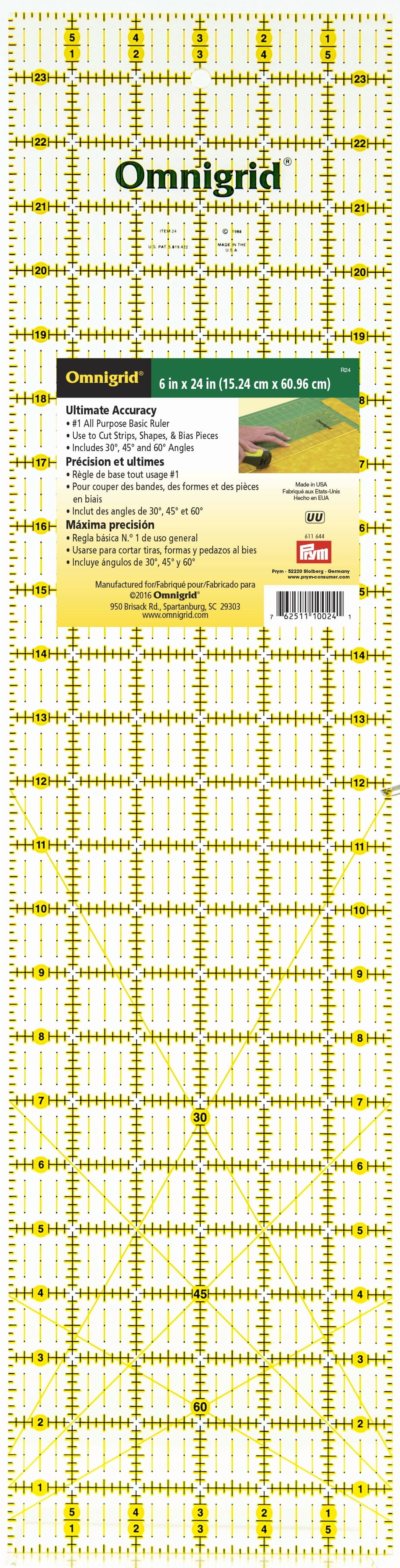 Omnigrid 6" x 24" Ruler, Rectangle Quilter's Ruler