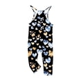thumbnail image 3 of Odeerbi Kids Girls Summer Jumpsuit Love Print Bib Overalls Casual Sleeveless Rompers Long Pants with Pockets 5-14 Years Black, 3 of 5