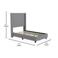 thumbnail image 5 of Merrick Lane Modern Twin Size Platform Bed Frame with Padded Faux Linen Upholstered Wingback Headboard and Wood Support Slats in Gray, 5 of 11