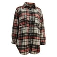 thumbnail image 5 of IROINID Veste Courte Décontractée pour Femmes, Col Rabattu, à Carreaux, Manches Longues, Marron, 5 of 5