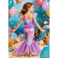 thumbnail image 3 of Girl Sparkle Mermaid Princess Dress Kids Mermaid Play Costume Sets Dress up Outfit, 3 of 8