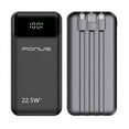 thumbnail image 2 of 10000mAh Power Bank 22.5W PD Fast Charge for iPhone 15/16/Plus/Pro/Pro Max/16e - Backup Battery Portable Charger Built-in Cable LED Display 1-Port USB 2-Port USB-C, 2 of 9