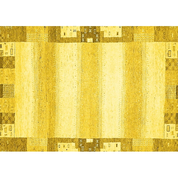 Ahgly Company Indoor Rectangle Solid Yellow Modern Area Rugs, 2' x 4'