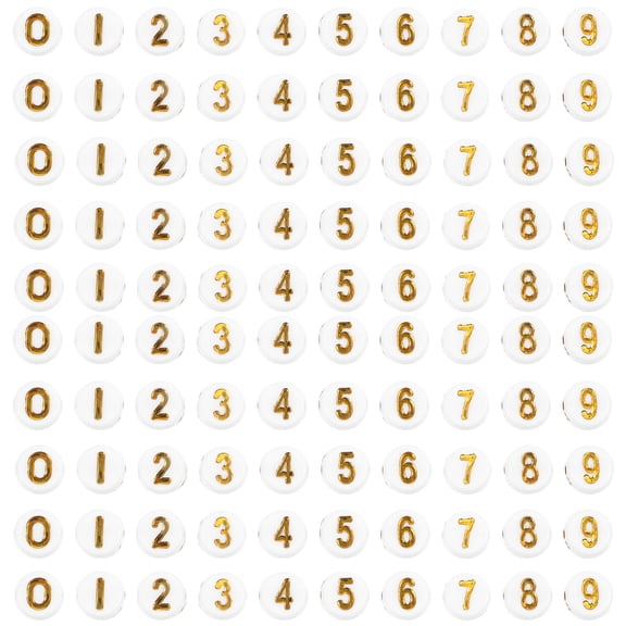 Milisten 100Pcs Golden Acrylic Number Beads for DIY Jewelry and Bracelet Crafts