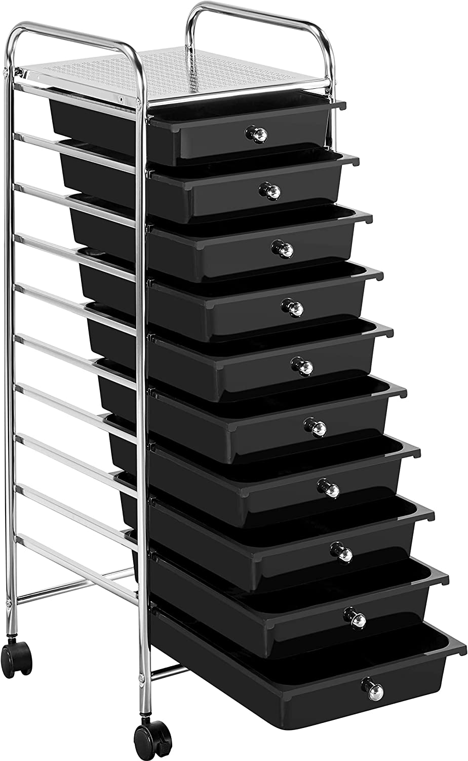 Rolling Storage Cart Utility Cart and Organizer with 10 Drawer, Black