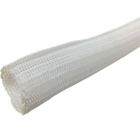 1.25 in. 10 ft. Hook Self Closing Braided Wrap for Around Sleeving Cord Cover Cable Protector Wire Organizer - White