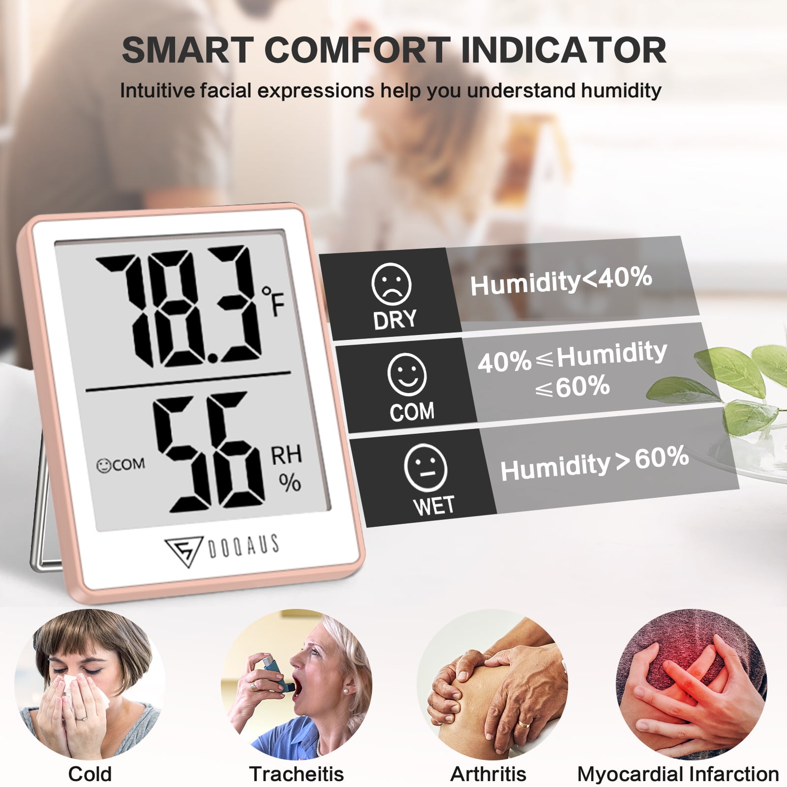 Digital Thermometer Innen Außen, DOQAUS Thermometer Hygrometer mit