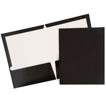 JAM Paper Glossy Two Pocket Folders, Black, 100/Pack