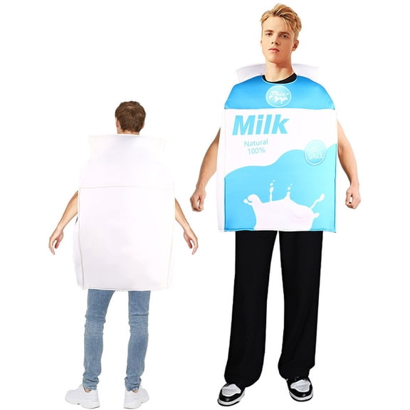 FASHOFT Adult Milk Carton Halloween Costumes Funny Sponge Drink Cosplay Outfit Couples Novelty Party Stage Performance Dress Up Halloween Costume A
