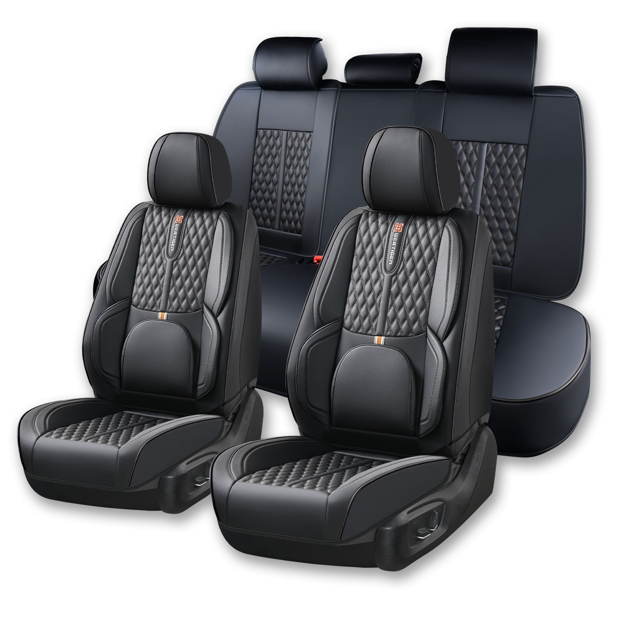 2004-2018 Car Seat Cover for Volkswagen Touareg, Black Car Seat Covers, PU Leather, 5 Seats Full Set, Waterproof, Anti-Slip, Suitable for All Seasons, Beautify the Interior of Old Cars