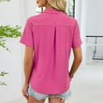 thumbnail image 6 of Annhoo Womens Golf Shirts Spring Solid Color Collar Breathable Short Sleeve Tops with Pocket Activewear Clothes, 6 of 6