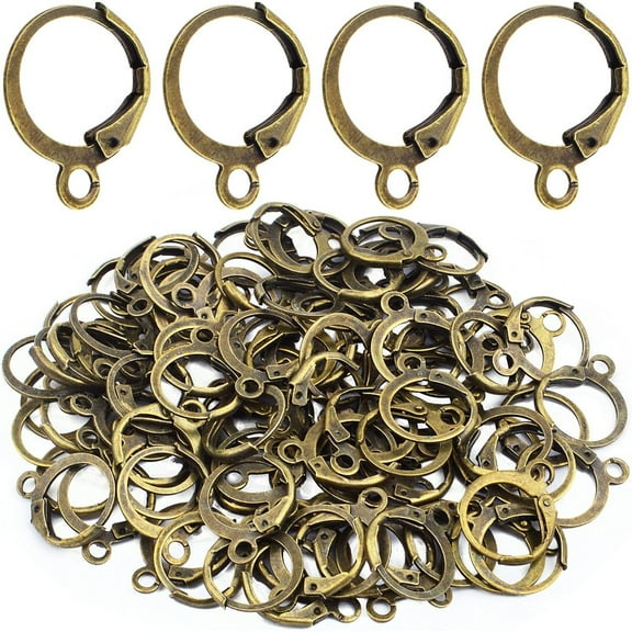 100 Pieces Bronze Leverback Earring Hooks Brass French Ear Wire Hooks with Loop Dangle Earring Findings for Women DIY Jewelry Making Supplies