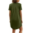 thumbnail image 4 of Elvqul Womens Plus Size Nightgowns Fashion Short Sleeve Collared Night Shirts Holiday Button up Nighty Green Nightgowns, 4 of 7