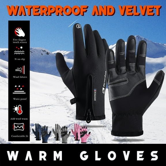Winter Warm Gloves,Winter Gloves Fingers Warm Gloves Insulated Anti-Slip Windproof Waterproof Cycling Riding Running Work for Men Women Mens Womens (L)