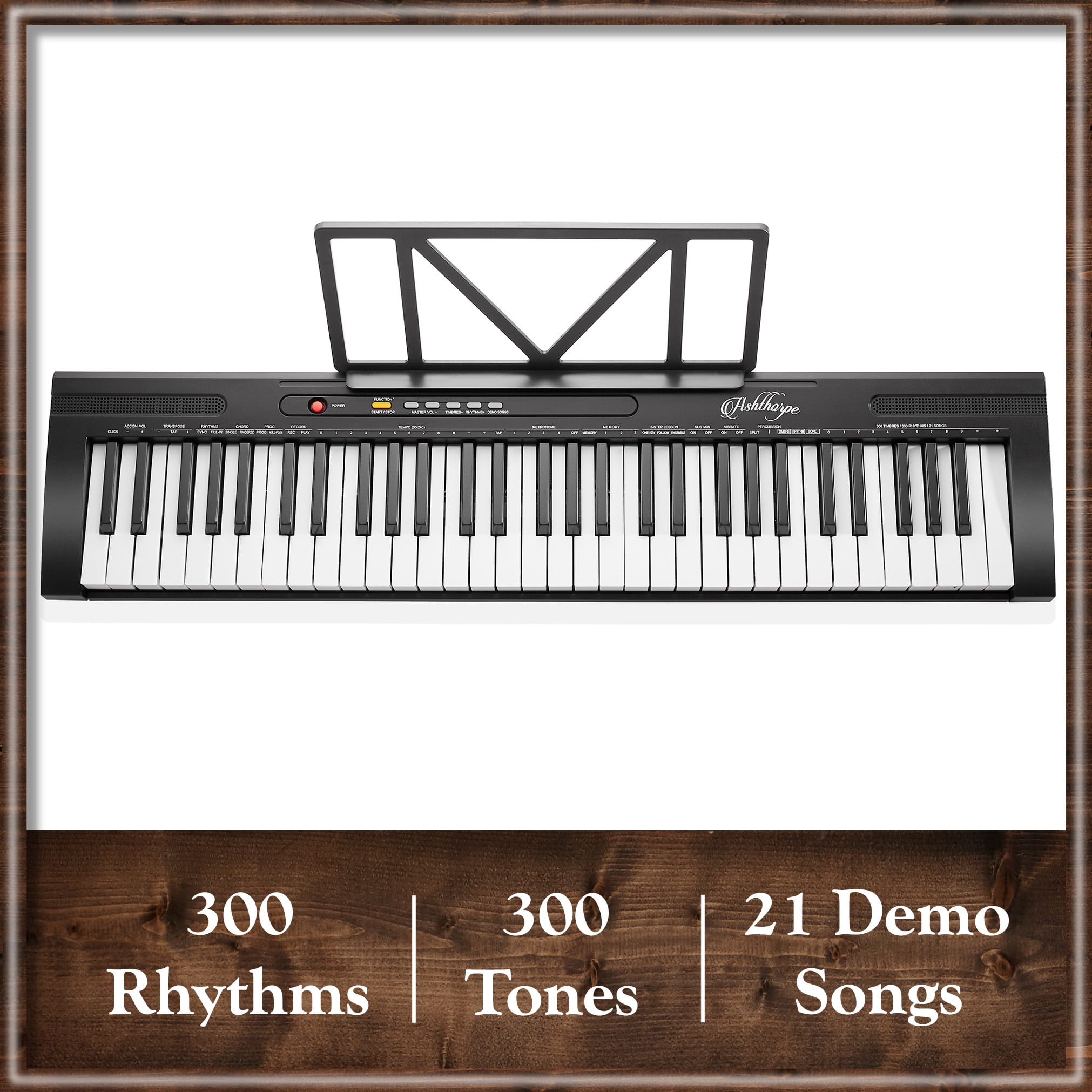 Ashthorpe 61-Key Digital Electronic Keyboard Piano for Beginners with Stand and Bench