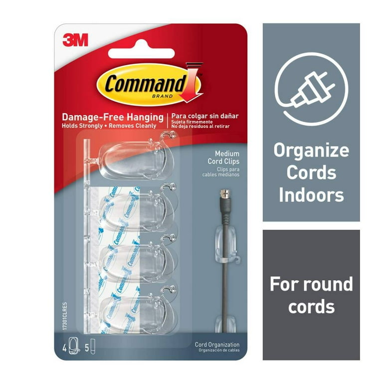 3M Command Clear Round Cord Clips with Clear Strips