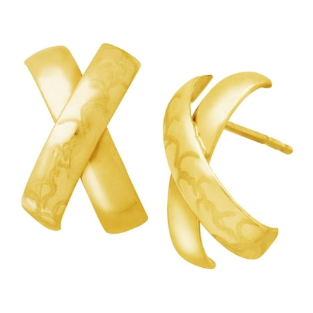 Simply Gold Etched 'x' Hoop Earrings in 14kt Gold