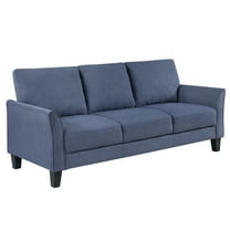 JERFIT Modern Plush 3-Seater Sofa Couch for Living Room, Upholstered Fabric Blue Contemporary 1-Piece Furniture with Solid Wood Frame