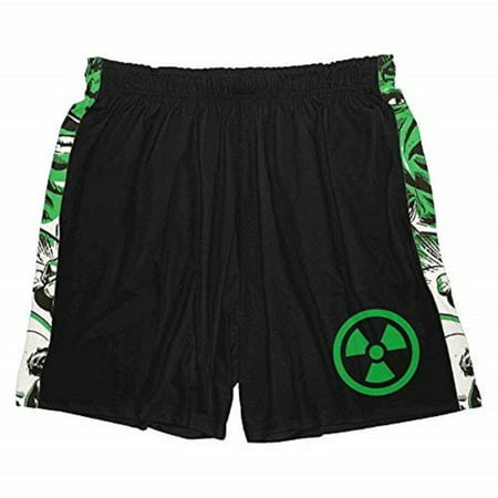 Marvel Comics The Incredible Hulk Boy's Activewear Athletic Mesh Shorts, Black Lounge Shorts (Large)