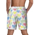 thumbnail image 3 of Sigee Hand Drawn Colored Hearts Print Mens Swim Trunks with Compression Liner Quick Dry Swim Stretch Beach Shorts with Pockets,S-3XL, 3 of 7