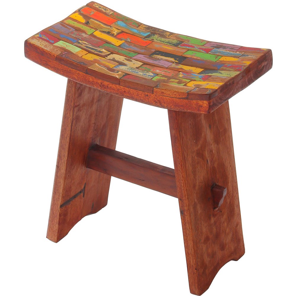 Japanese Reclaimed Wood Vanity Stool