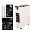 thumbnail image 2 of Yeacher Large Collapsible Oxford Cloth Laundry Basket Bin Mesh Drawstring Dirty Clothes Hamper with Handles 4 Support Rods 4 Universal Wheels 6 Sort Cards, 2 of 8