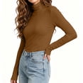 thumbnail image 6 of Jowdiw 2 Pack Women's Turtleneck Long Sleeve Tops Slim Fit Stretch Basic Layering Casual Tops Size S-XXL, 6 of 9