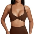 thumbnail image 3 of KHONTS Women's Sports Bras Backless Strappy Workout Bra Low Support Gym Bras Brown XL, 3 of 6