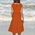 thumbnail image 4 of CALAFEBILA Summer Dresses for Women Solid Color Sleeveless Sun Dresses for Women Casual Crew Neck Tank Knee Length Mini Beach Dresses, 4 of 6