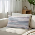 thumbnail image 3 of Blue Ombre Wooden Throw Pillow Cover, Pillowcase Protectors with Zipper, Breathable Decorative Lumbar Pillow Case Cover, Farmhouse Abstract Art Striped Pillow Shams for Couch Sofa 12x20Inch, 3 of 8