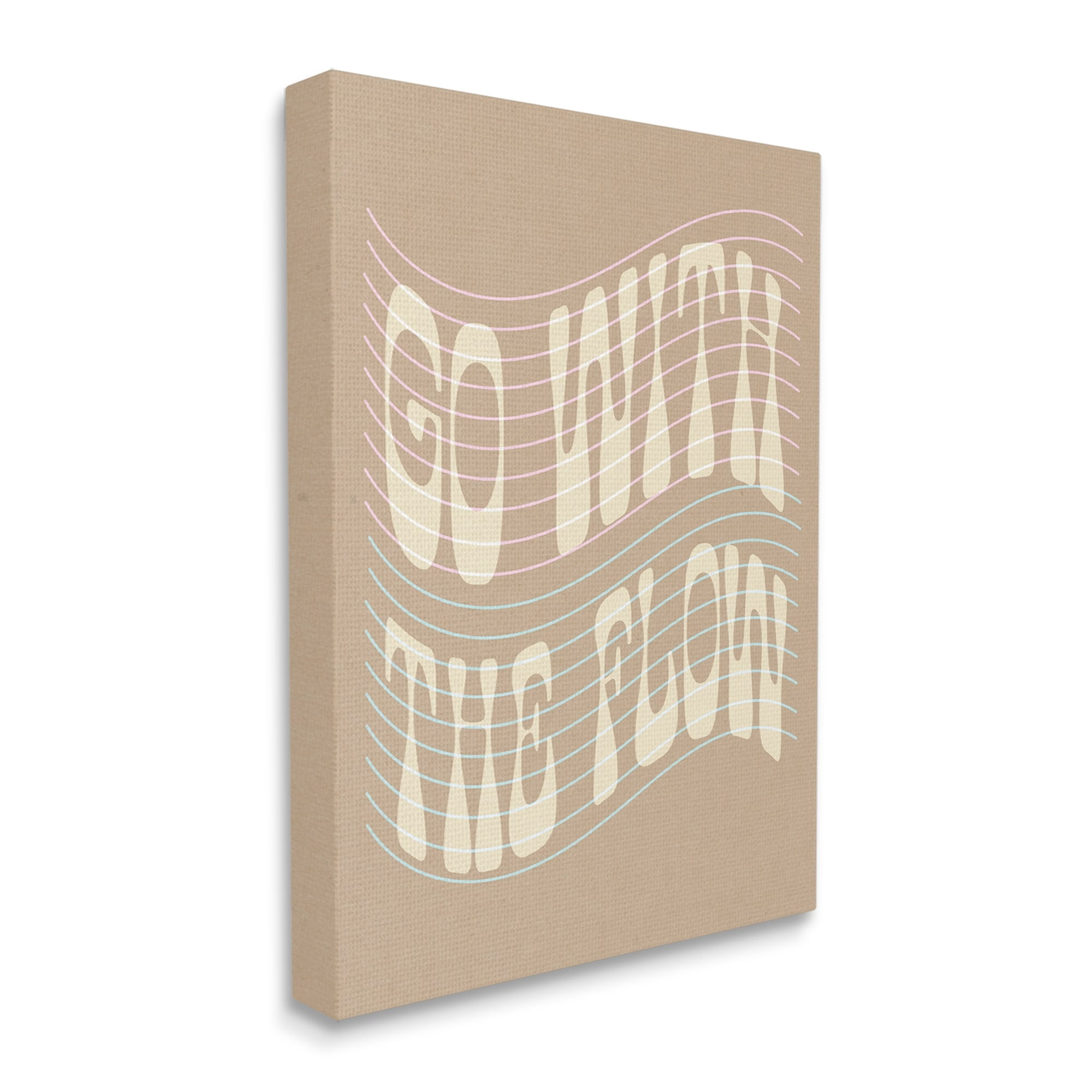 Stupell Retro Go With The Flow Stripes Inspirational Painting Gallery Wrapped Canvas Print Wall Art