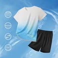 thumbnail image 2 of HCNTES 2 Piece Boys Outfits Crew Neck Short Sleeve Shirts Top and Elastic Waist Shorts Kid Boys Summer Clothes Children's Back to School Clothes 6T 7T 8T 9T(F02-Blue,3-4 Years), 2 of 4