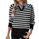 thumbnail image 2 of HongQid Womens Striped Sweater Shirts Lapel V Neck Long Sleeve Strip Knit Pullover Casual Layer Top Jumper Y2K Shirt, 2 of 8