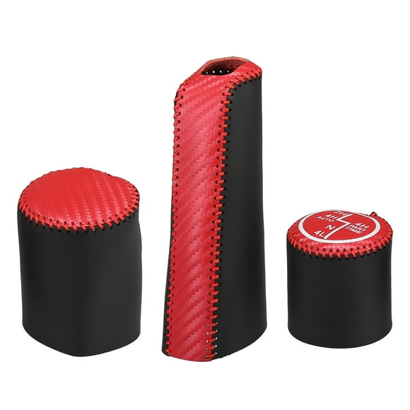 Unique Bargains 1 Set Car Shift Boot Cover Gear Knob Shifter Boot for Jeep Gladiator Black Red Carbon Fiber Pattern