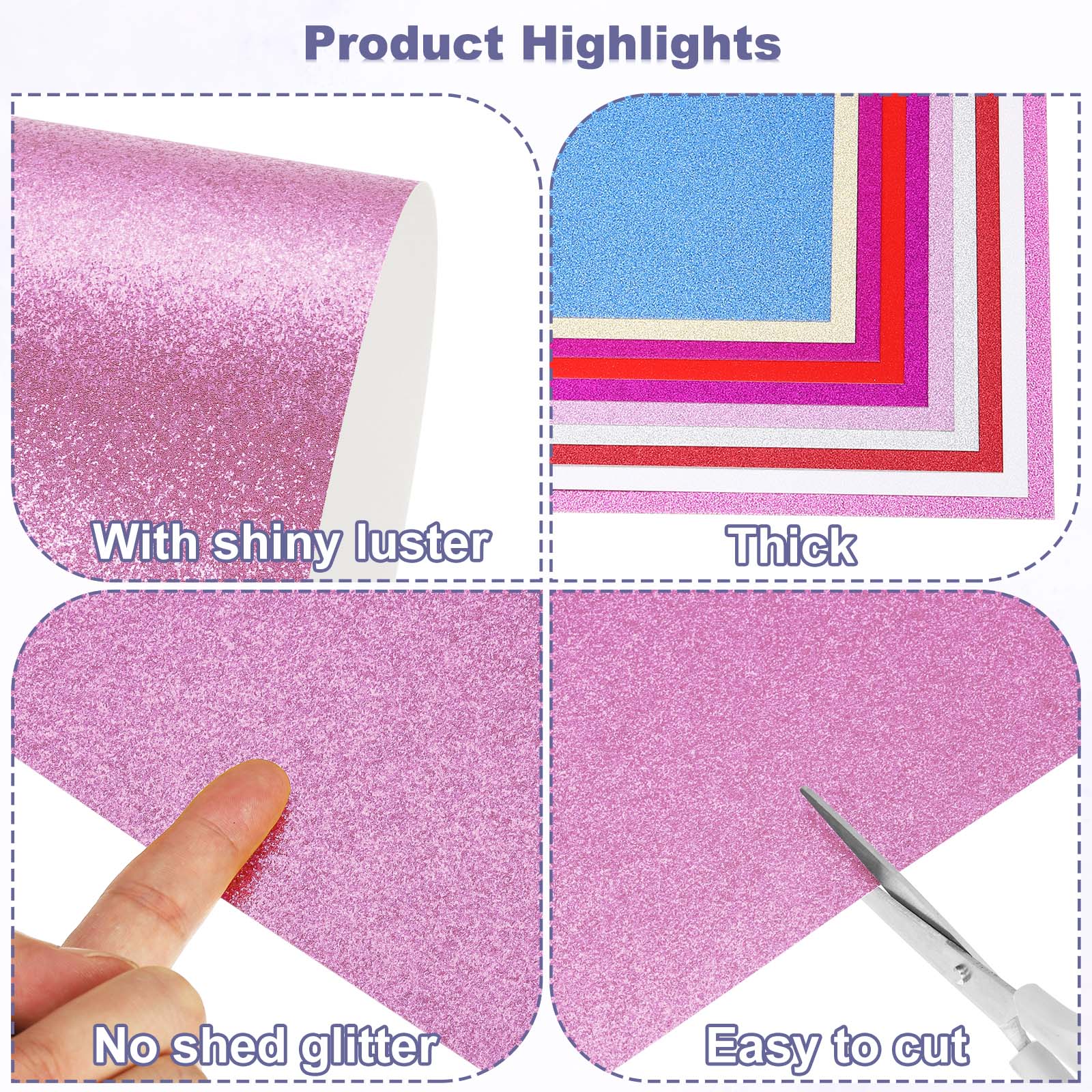 Uxcell 40Sheets Red/Pink Glitter Cardstock, 12x12In Glitter Paper Card Stock Shiny Scrapbook 250gsm Sparkly Paper Large Shimmer for Crafts Scrapbook DIY Art Wedding Party