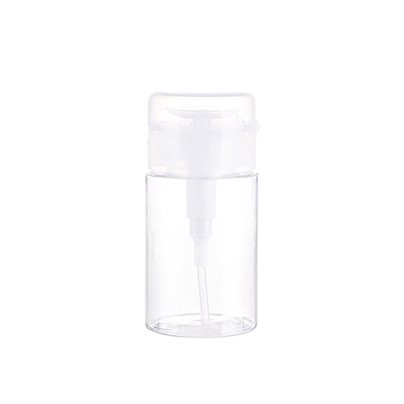 Botella con dosificador a presión recargable para desmaquillante, quitaesmalte, agua de maquillaje y tónico (plástico transparente)