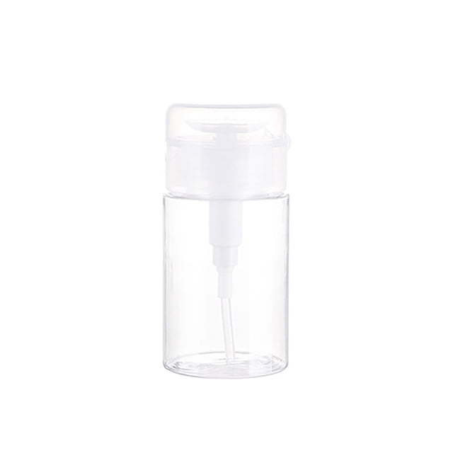 Botella con dosificador a presión recargable para desmaquillante, quitaesmalte, agua de maquillaje y tónico (plástico transparente)
