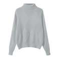 thumbnail image 4 of XIYON Sweaters for Women Elegant Turtleneck Pullover Sweater Fall Winter Color Block Thickened Loose Outerwear Sweater, 4 of 5