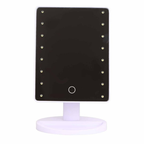 Espejo de tocador con luz LED, espejo de maquillaje con 16 LED, diseño táctil, funciona con pilas, para el hogar, color blanco