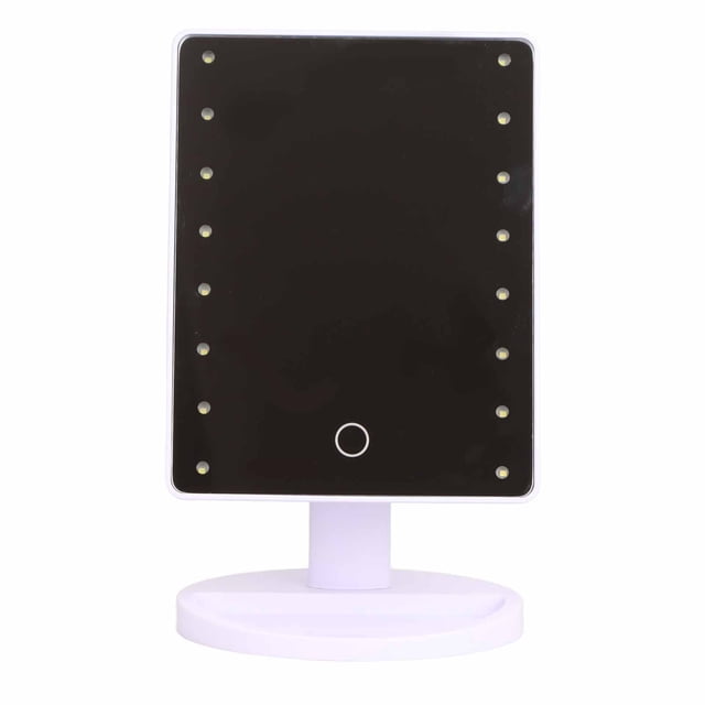 Espejo de tocador con luz LED, espejo de maquillaje con 16 LED, diseño táctil, funciona con pilas, para el hogar, color blanco