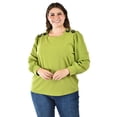 thumbnail image 1 of Blusa Con detalle de flor en hombro Roman Fashion, Tallas Extras, 5106 Verde, Talla 38, 1 of 7