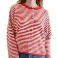 thumbnail image 5 of iHPH7 Travel Sweater Striped Sweater Women Womens Fall Clothing Travel Cardigan Women Fall Clothes Knits Clothing Loose Cardigan for Women Red XL, 5 of 8