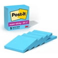 thumbnail image 1 of shiyou-Post-it Super Sticky Notes, 3 x 3-Inches, Electric Blue, 5-Pads/Pack (654-5SSSC), 1 of 4