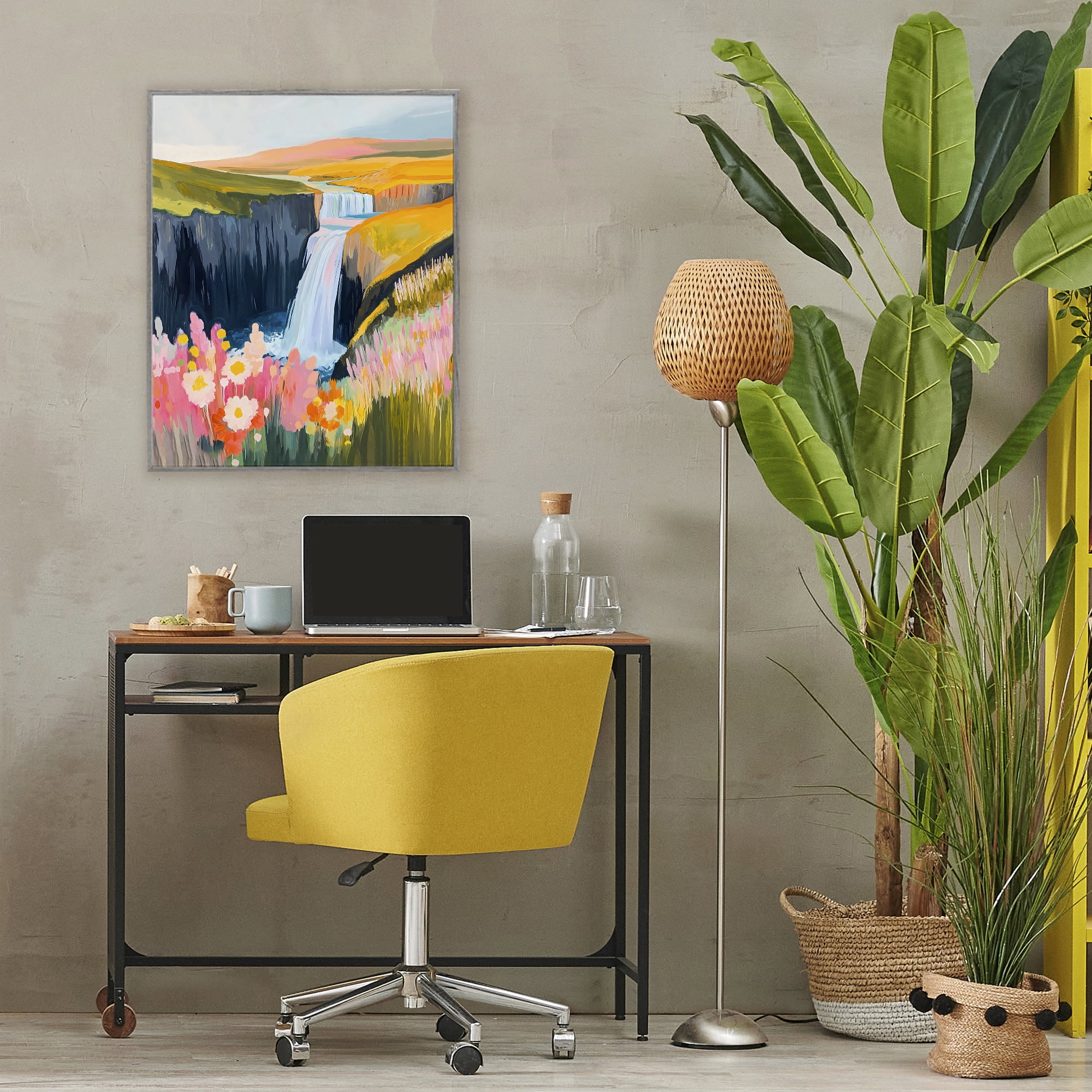 Stupell Industries Colorful Waterfall in Valley Gray Framed Giclee Art, design by The Prints Vibe