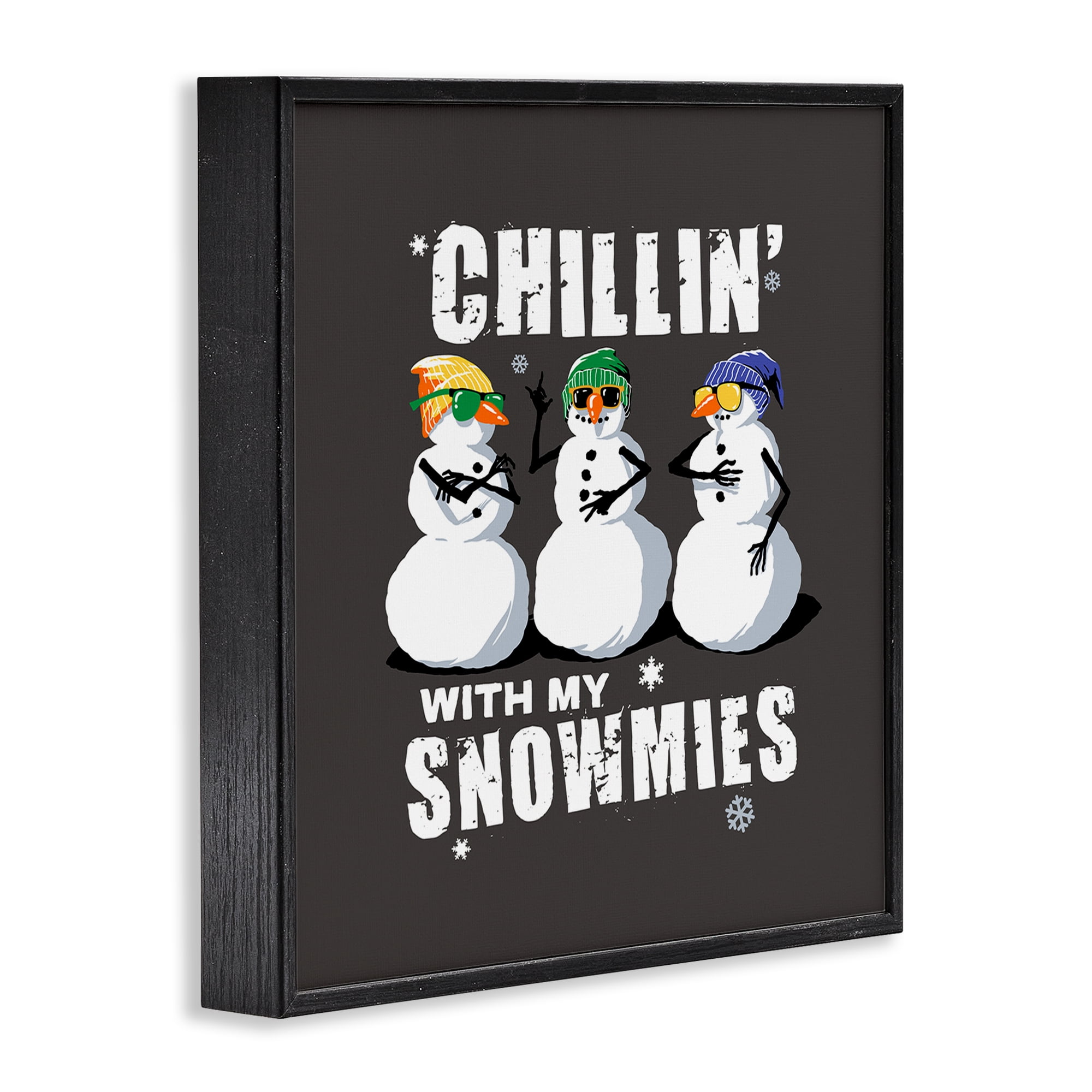 Stupell Industries Chillin' With Snowmies Snowmen Holiday Painting Black Framed Art Prints Wall Art, 17 x 17