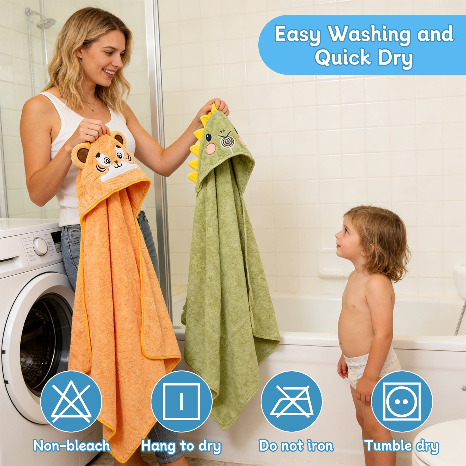 14 PCS Baby Towels, 4 PCS Soft Hooded Baby Towels & 10 PCS Washcloths, Baby Bath Towels for Newborns, Infants & Toddlers- Ultra Absorbent, Cute Baby Towel Gift for Boys