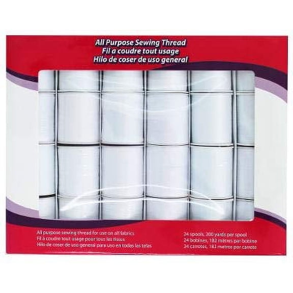 Allary 24 Pack 200 Yard Spools All Purpose Sewing and Quilting Thread (White)