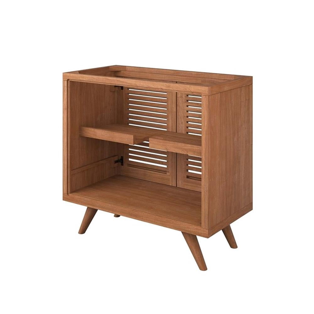 Modway 36" 2-Door Teak Wood Bathroom Vanity Cabinet in Natural